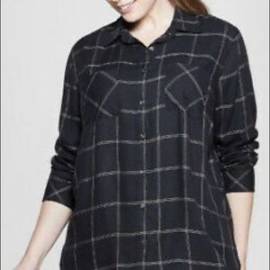 Black Plaid No Gap - Button Down Long Sleeve Shirt